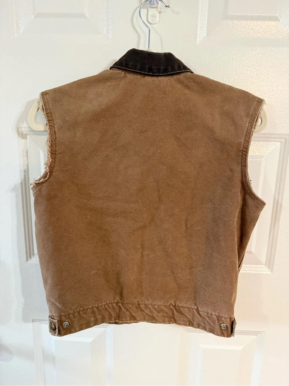 Vintage Carhartt YYJ97 BRN Detroit Jacket Vest Brown Distressed Youth L 10/12